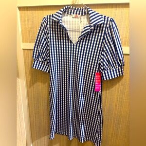 Aryeh Blue & White Gingham dress NWT XS